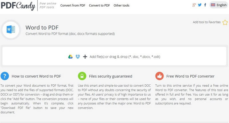 Интерфейс PDF Candy