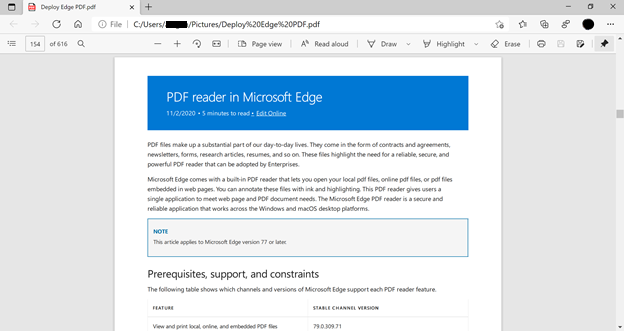 Встроенный PDF-ридер Microsoft Edge