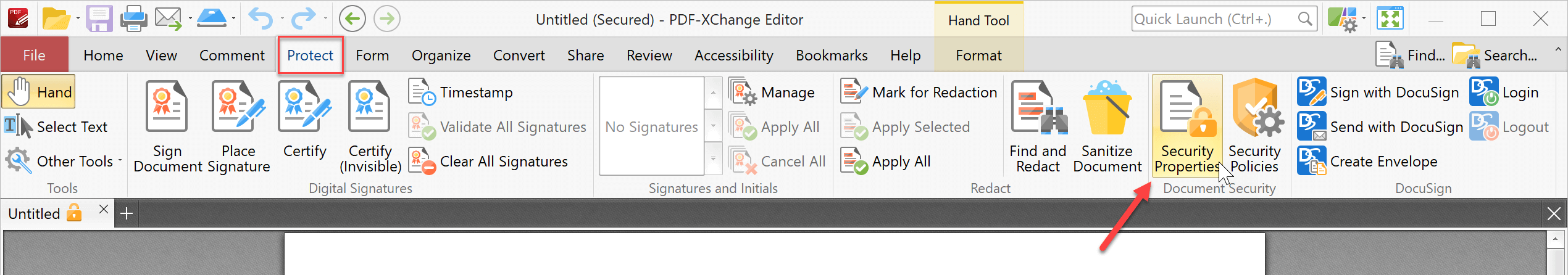 Свойства безопасности в PDF-XChange Editor