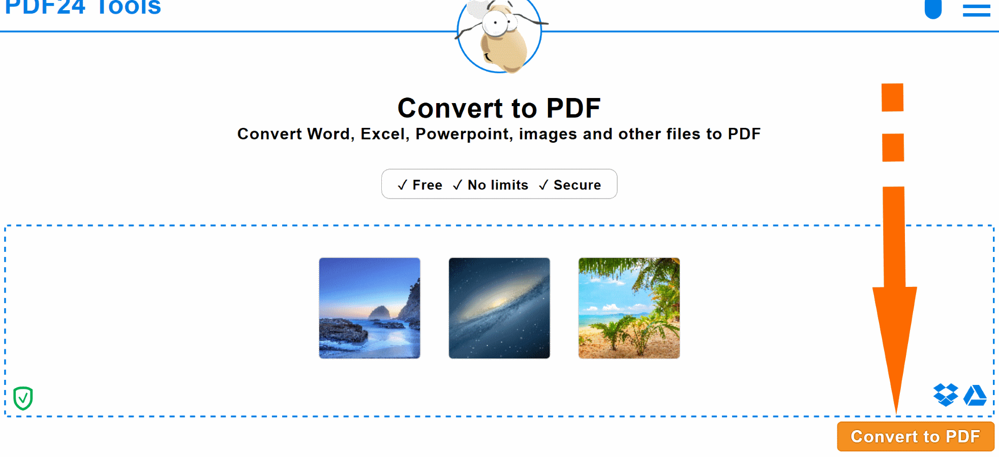 PDF24 Tools: PNG to PDF