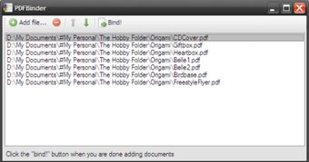 PDFBinder со списком добавленных документов