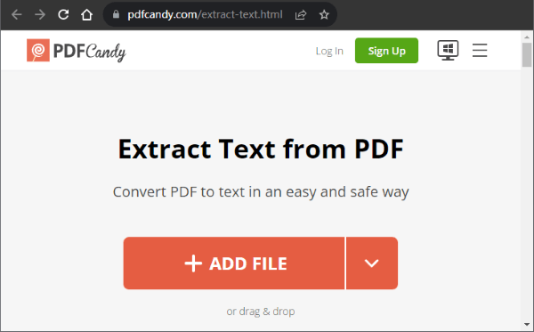 PDF Candy: извлечение текста из PDF
