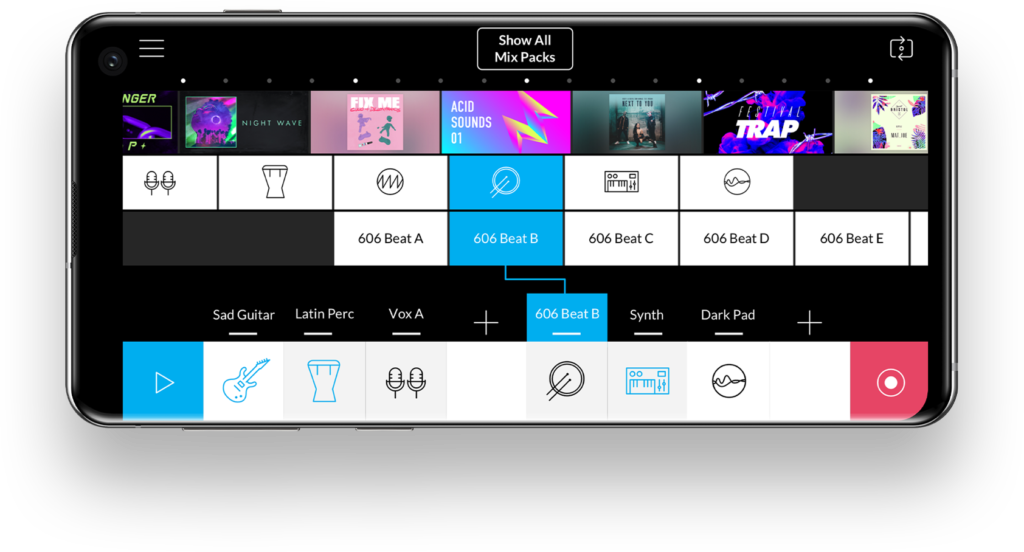 Рабочий экран проекта Music Maker JAM с вариациями лупов