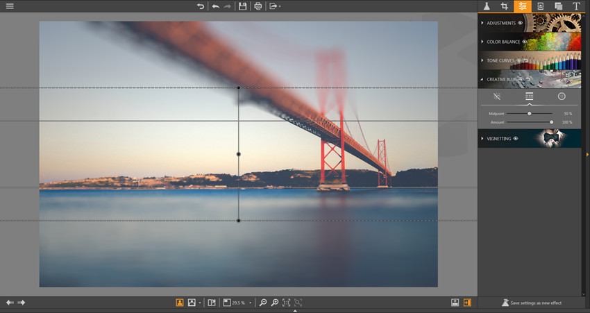 Инструмент Linear Blur в Fotophire Photo Editor