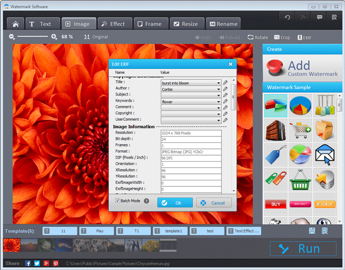 EXIF Editor в Watermark Software