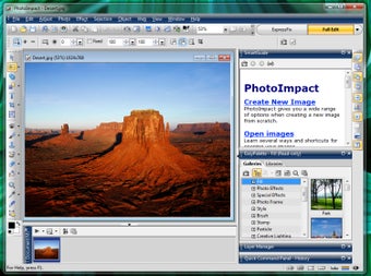 Рабочая область Ulead PhotoImpact X3 с открытой фотографией и панелью EasyPalette