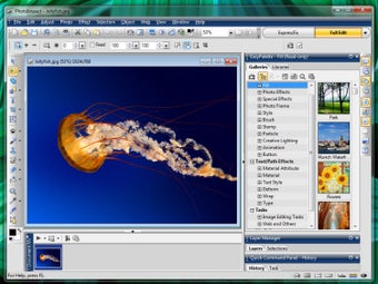 Полный режим Full Edit в Ulead PhotoImpact X3 с EasyPalette, Layer Manager и открытым изображением