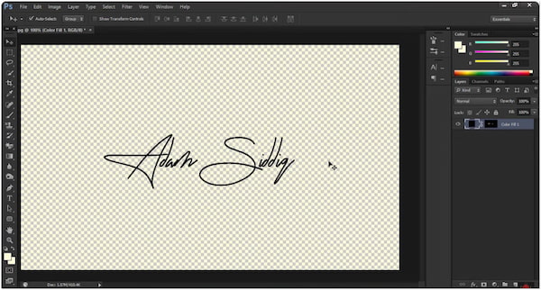 Удаление фона подписи в Photoshop