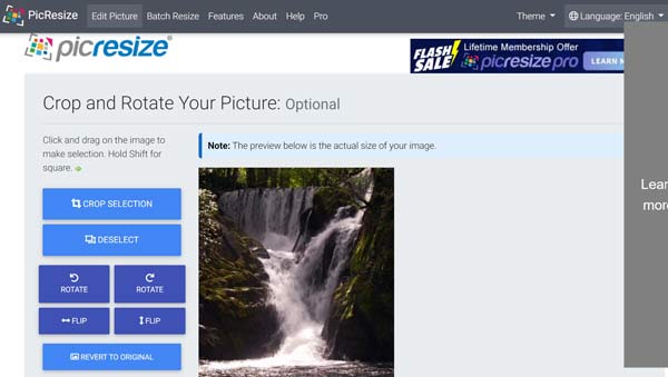 Стартовый экран PicResize с выбором изображения