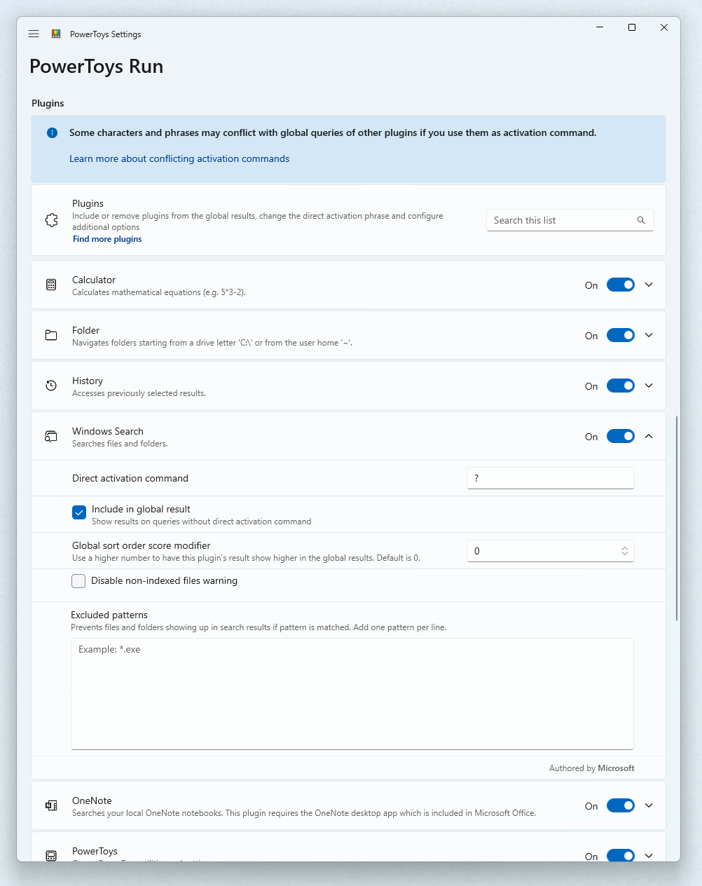 PowerToys Run Plugin Manager в настройках PowerToys