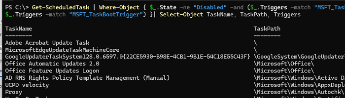 PowerShell показывает задания Планировщика