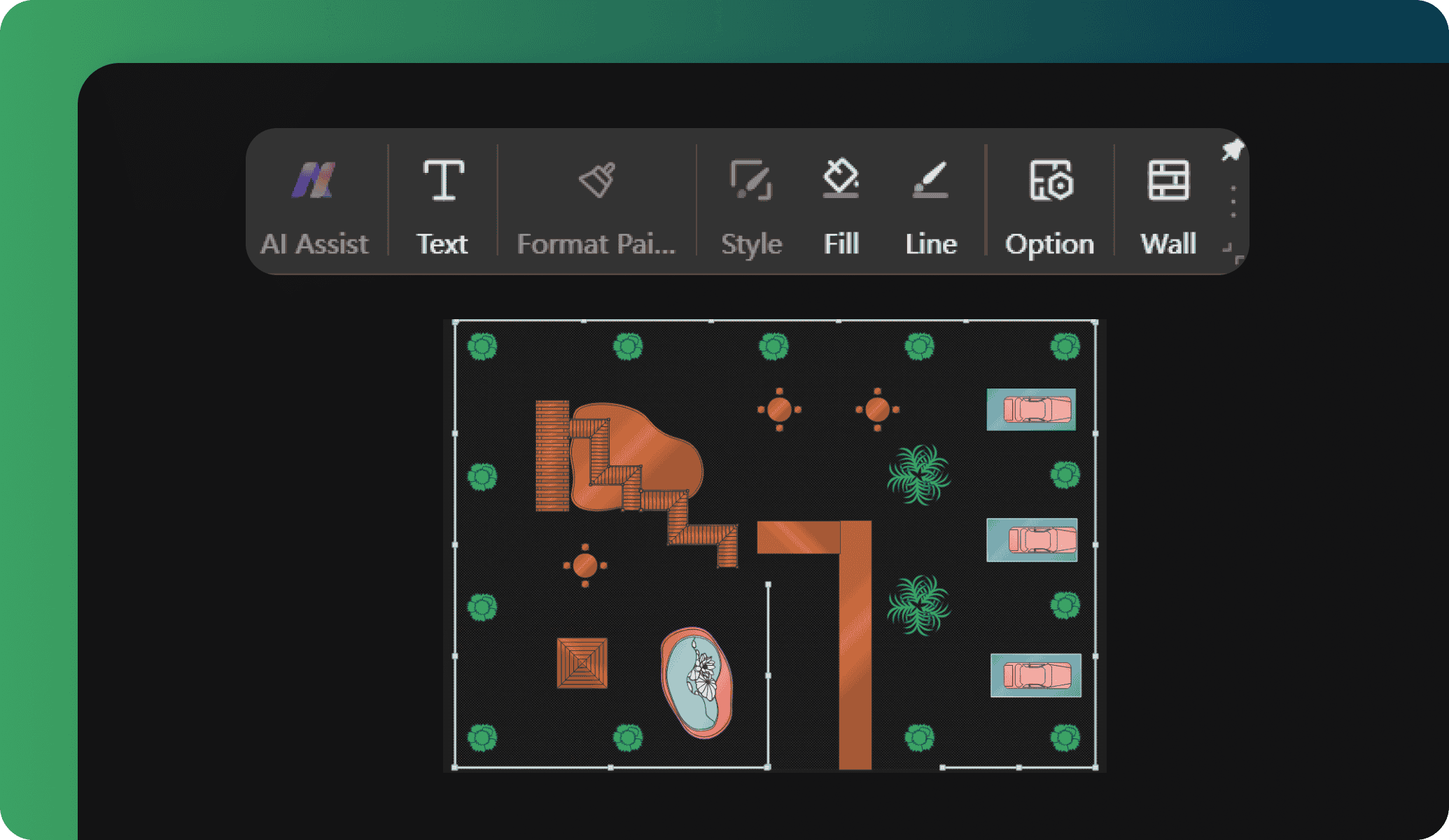 Инструменты точной схемы в Edraw.AI Online Garden Planner