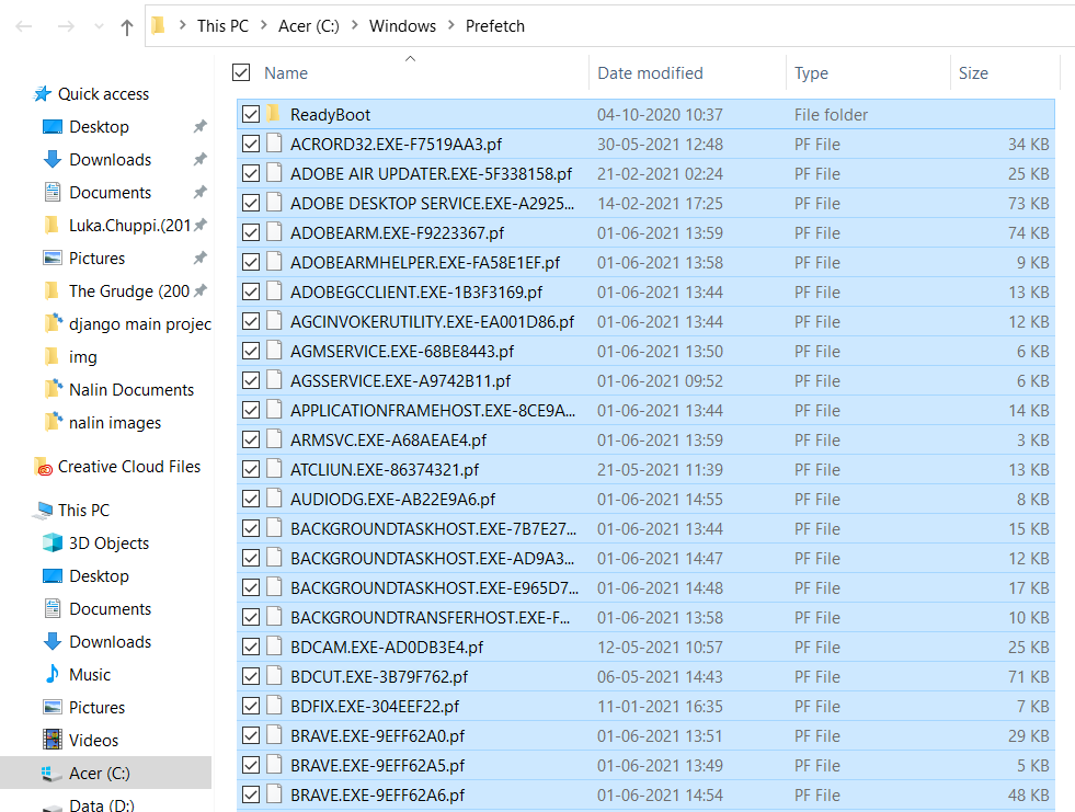 Папка Prefetch в Windows