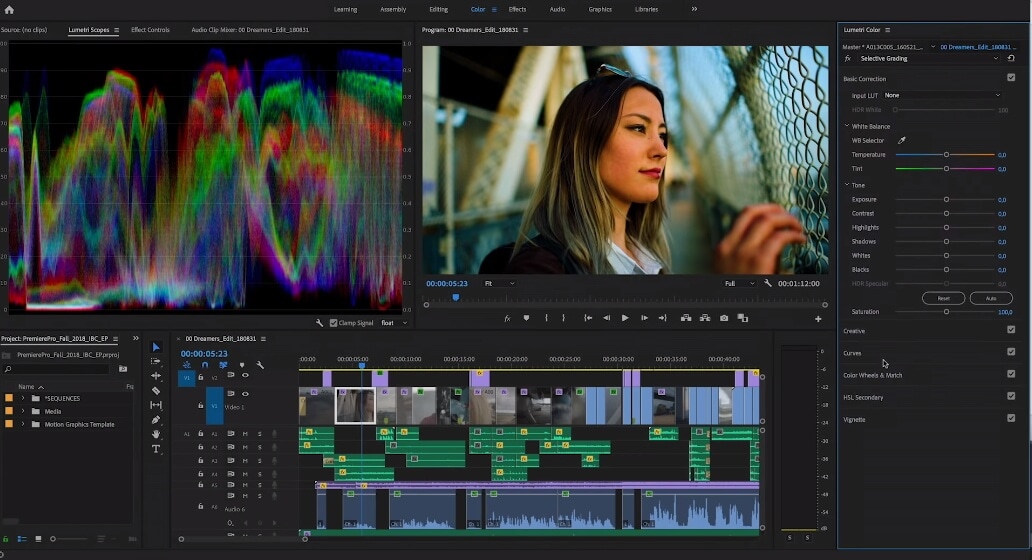 Интерфейс Adobe Premiere Pro