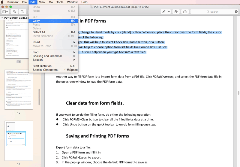 Работа с PDF в Preview на macOS