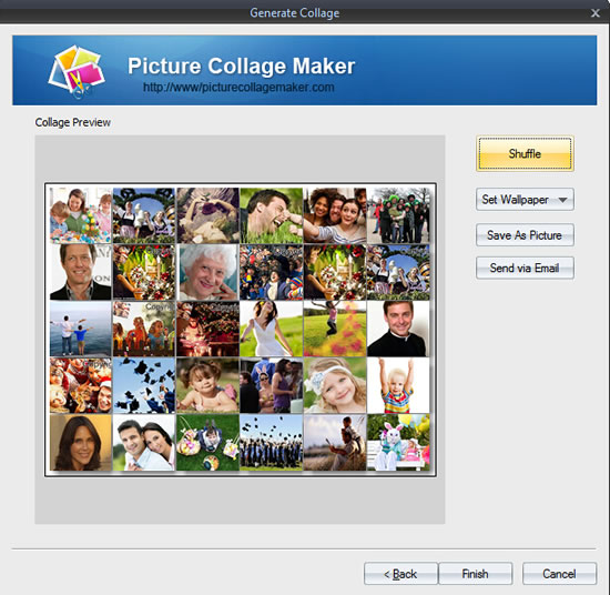 Экран Generate Collage с кнопкой Shuffle