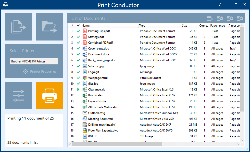 Пакетная печать в Print Conductor