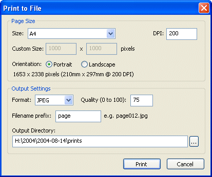 BreezeBrowser Pro Print to File