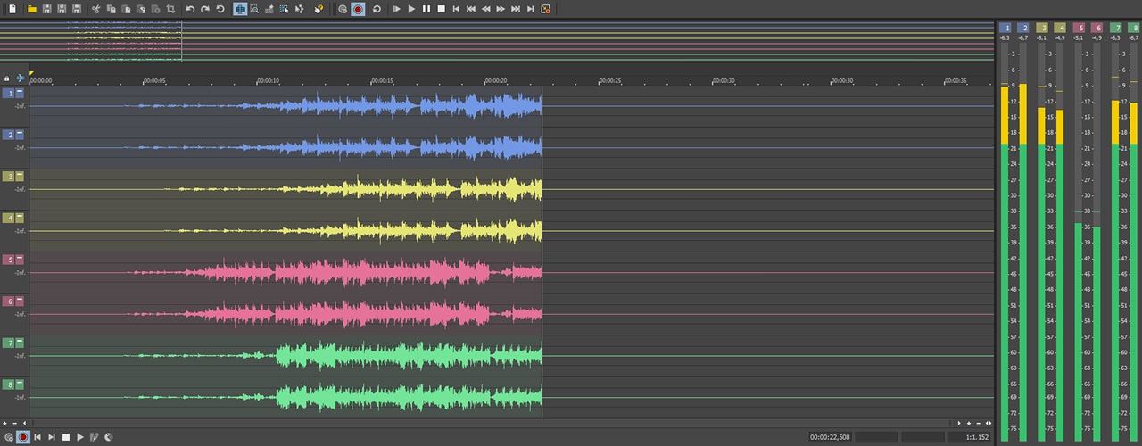 Многоканальная запись и контроль уровней в Sound Forge Pro