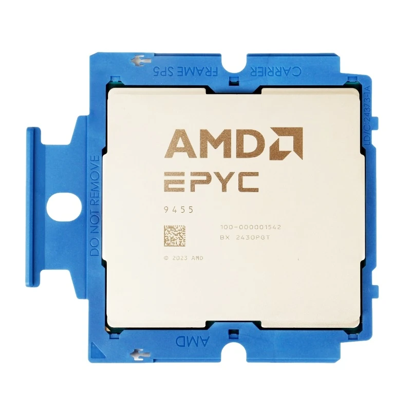 AMD EPYC 9455 с маркировкой 100-000001542 в рамке SP5