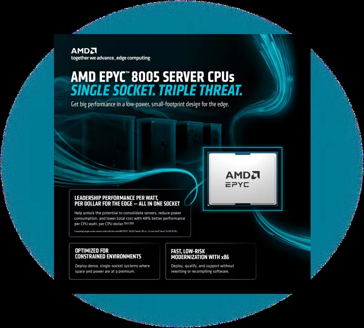Официальное изображение AMD EPYC 8005 с процессором семейства