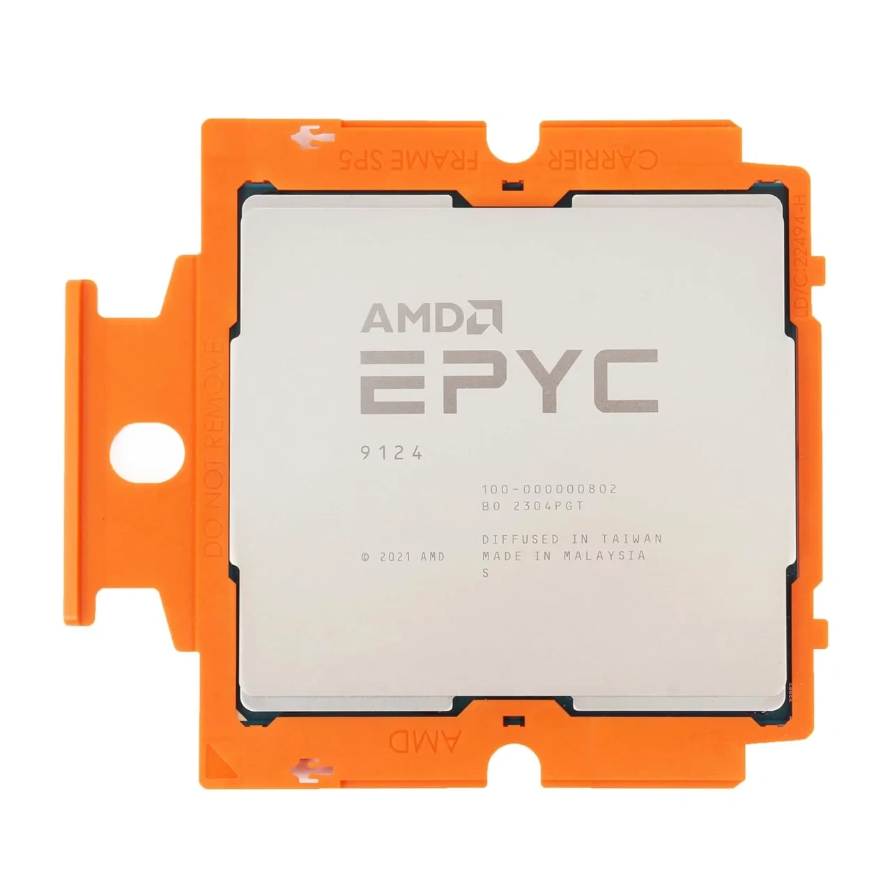 AMD EPYC 9124, маркировка 9124 и OPN 100-000000802 на теплораспределительной крышке