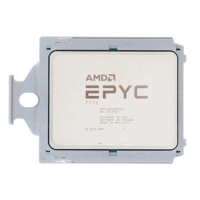 Фотография серийного процессора AMD EPYC 7713 с маркировкой на теплораспределительной крышке