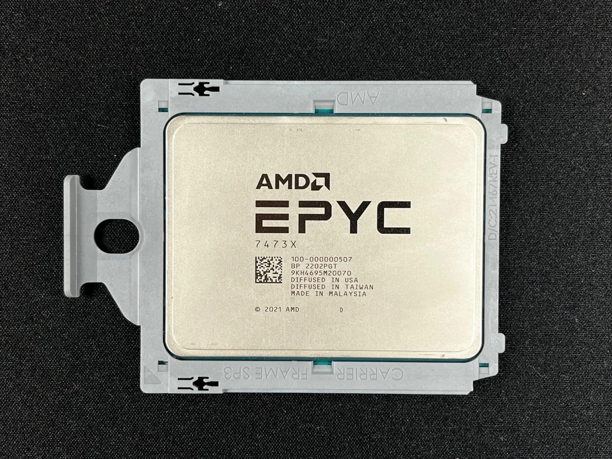 AMD EPYC 7473X, маркировка 7473X и OPN 100-000000507 на теплораспределительной крышке