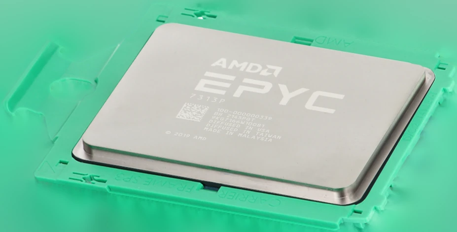 AMD EPYC 7313P в корпусе SP3 — иллюстрация внешнего вида процессора семейства