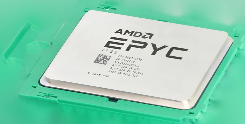 AMD EPYC 7F32 в корпусе SP3, реальная фотография процессора