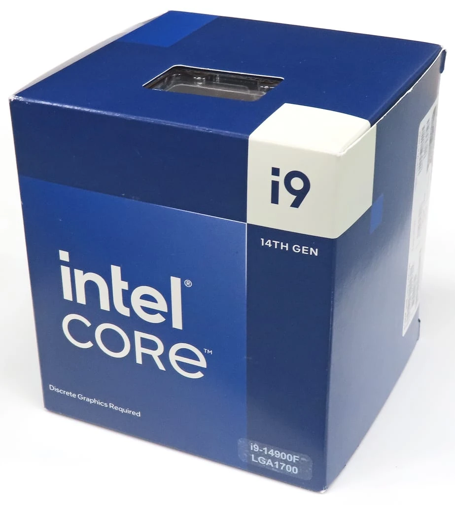 Розничная упаковка Intel Core i9-14900F LGA1700 с маркировкой Discrete Graphics Required