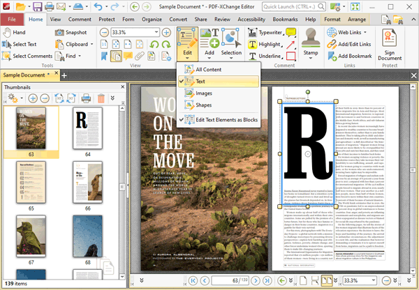 Интерфейс PDF-XChange Editor