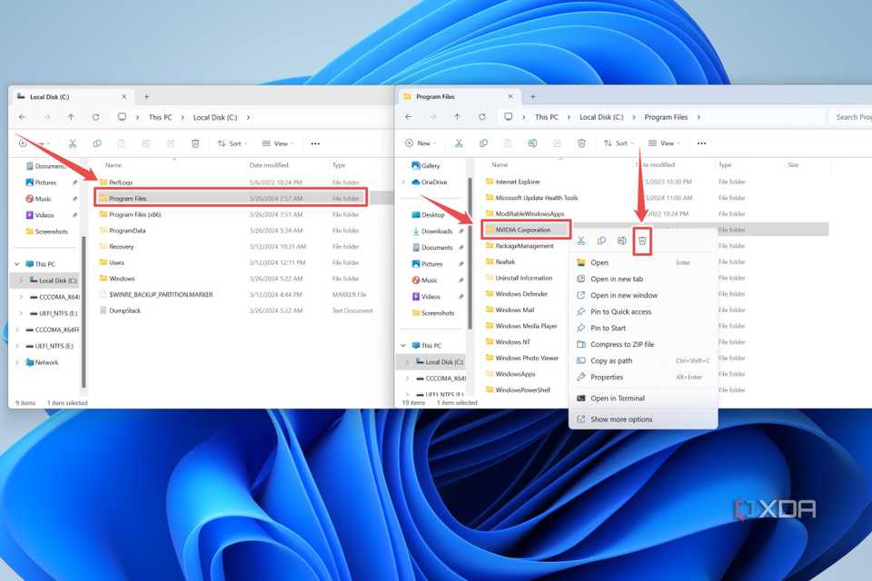 Папка NVIDIA в Program Files