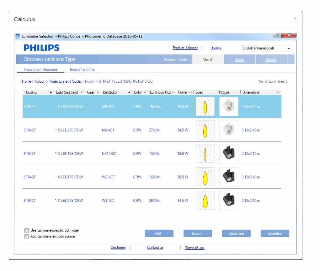 Интерфейс CalcuLuX