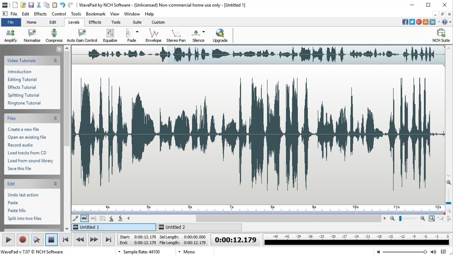 Интерфейс WavePad