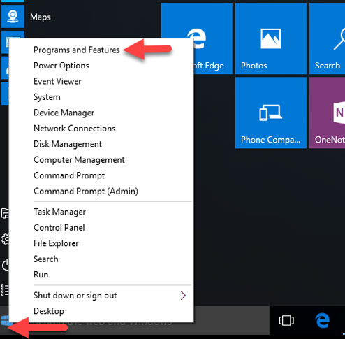 Удаление через Программы и компоненты