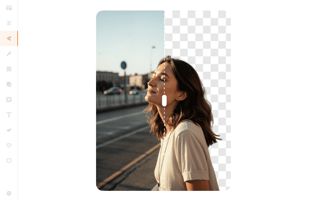Инструмент Background Removal в Cartoonize.net с разделением исходного фона и прозрачной области