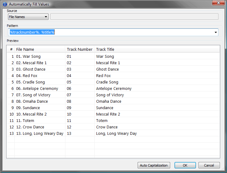 Automatically Fill Values в foobar2000