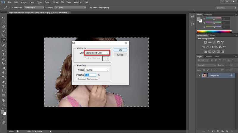 Adobe Photoshop — заливка белым цветом