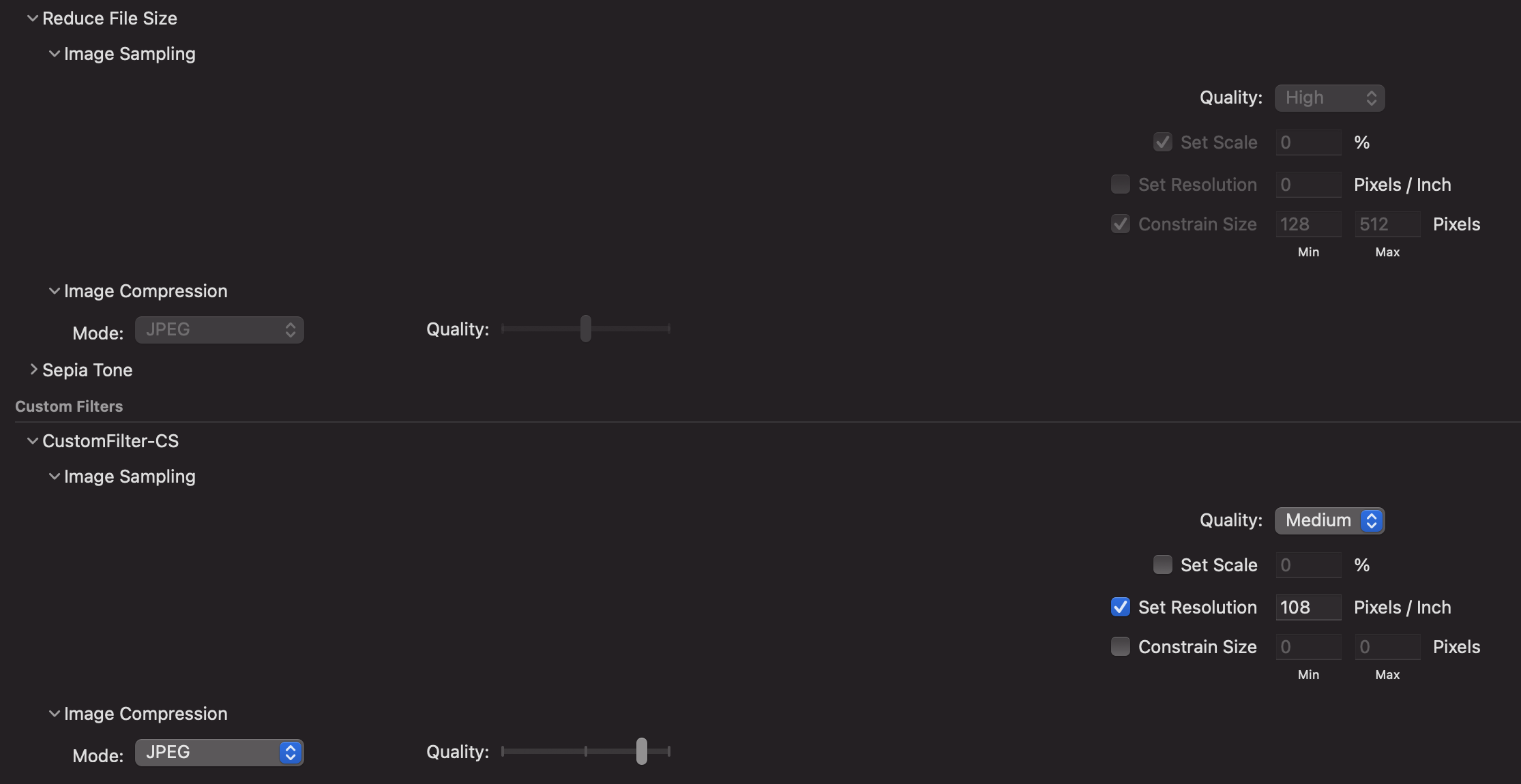 Настройка собственного Quartz-фильтра в ColorSync Utility