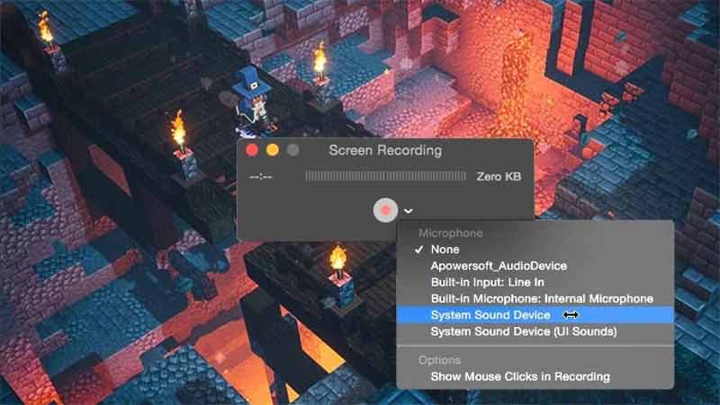 QuickTime Player — запись Minecraft на Mac