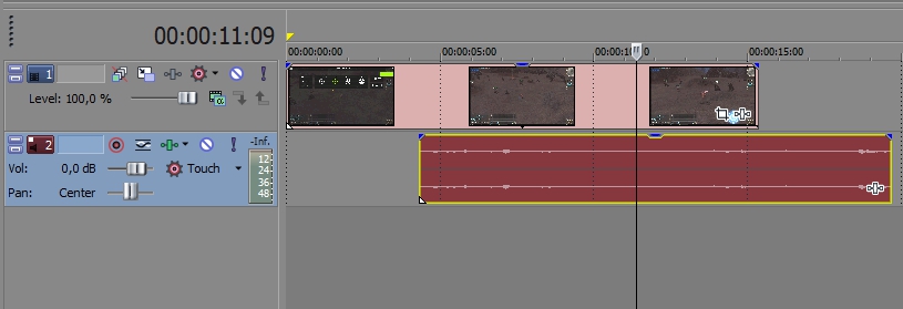 Отделение аудио от видео в Sony Vegas Pro