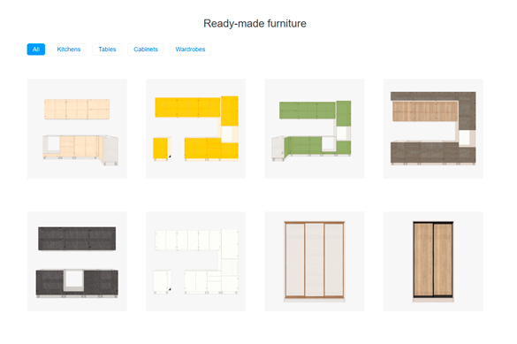 Готовая библиотека мебели в Flatma