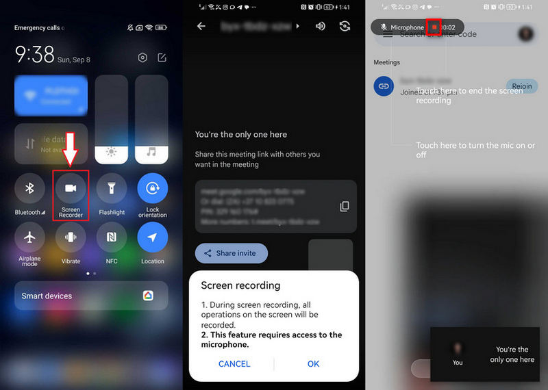 Запись Google Meet на Android