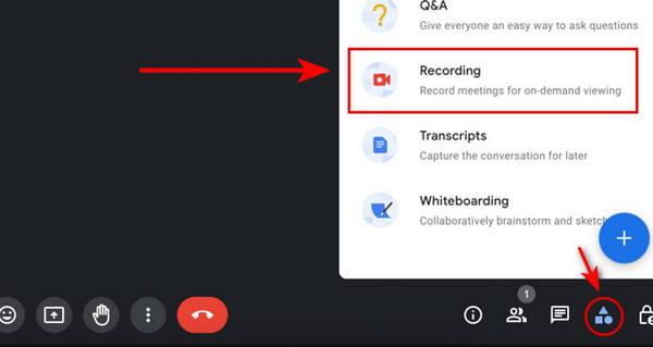 Запись Google Meet на компьютере