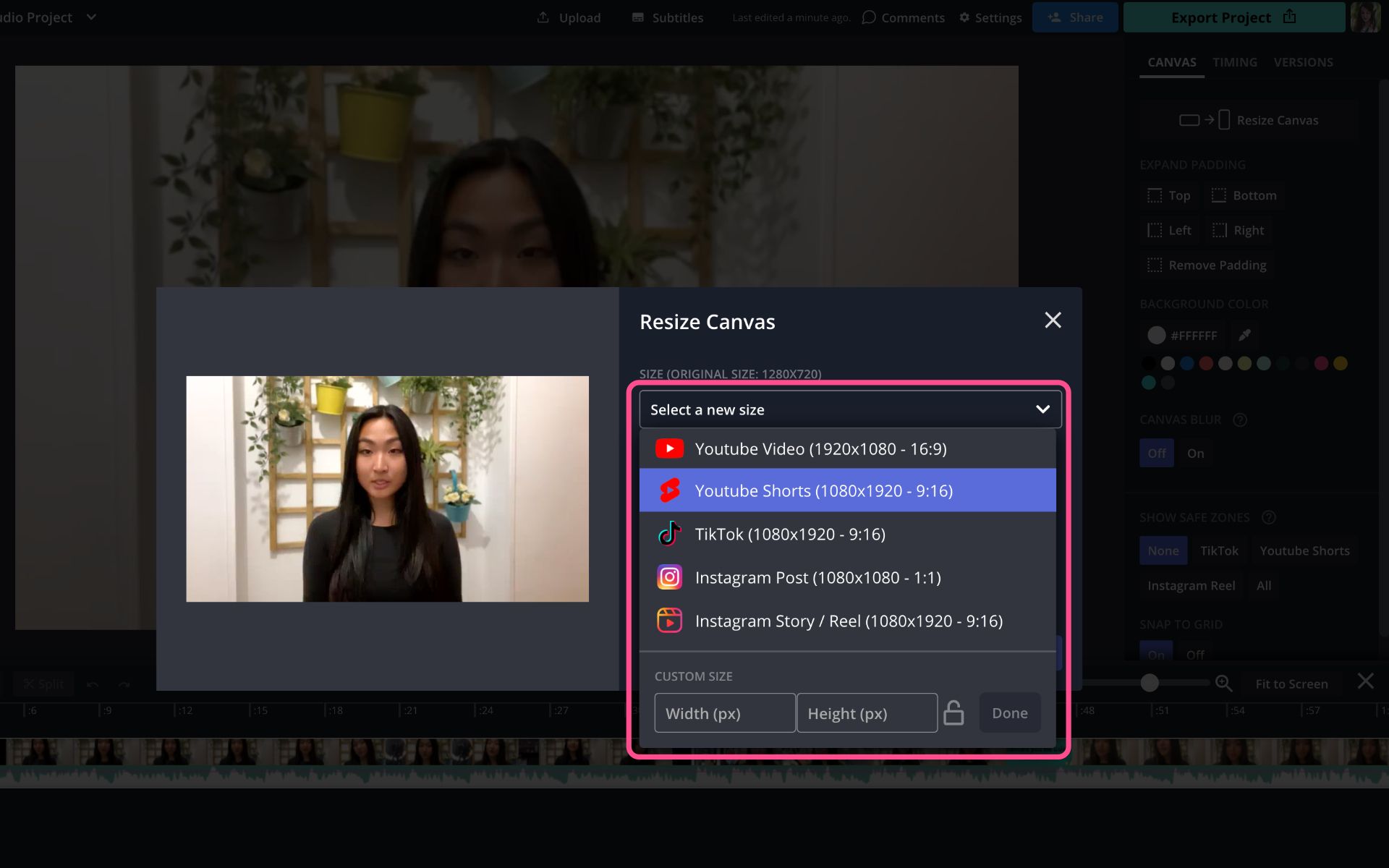 Resize Canvas в Kapwing