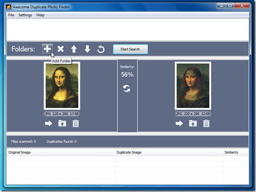 Добавление папки в Awesome Duplicate Photo Finder через кнопку с плюсом