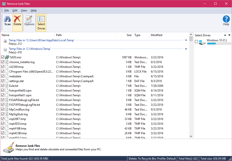 Модуль Remove Junk Files