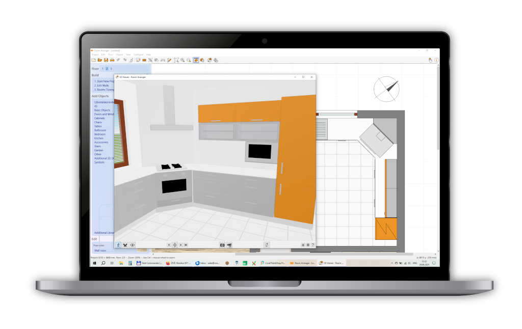 Проект Room Arranger с одновременным 2D и 3D представлением