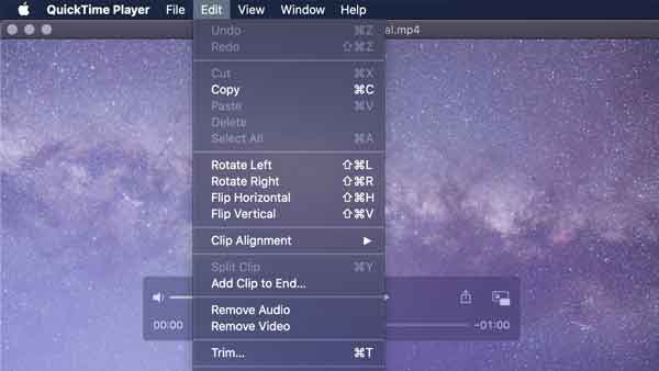 QuickTime Player — поворот или отражение клипа